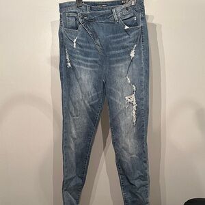 Fashion Nova Blue Distressed Boyfriend Jeans